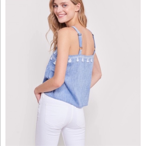 Roller Rabbit NWT Leni Chambray 100% Cotton Sleeveless Boxy Boho Top Large - Picture 3 of 9